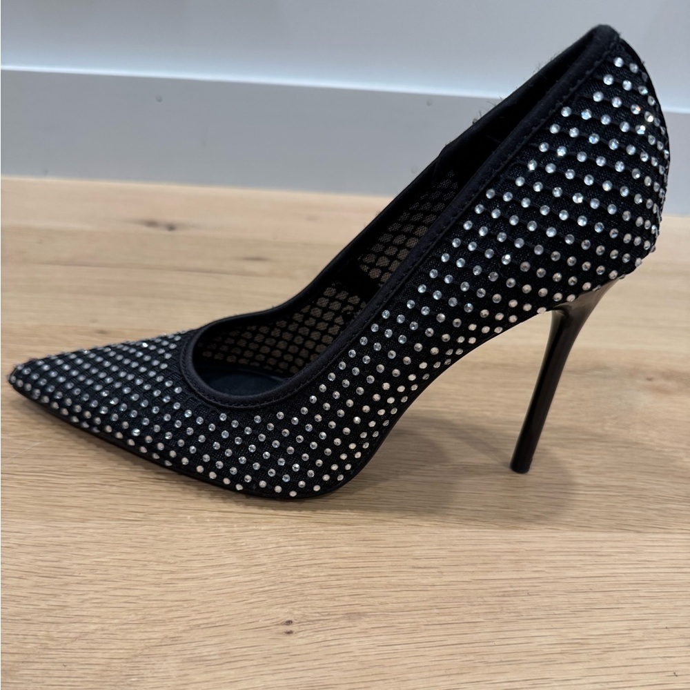 NEW ZARA Black Stiletto Heels with Rhinestones